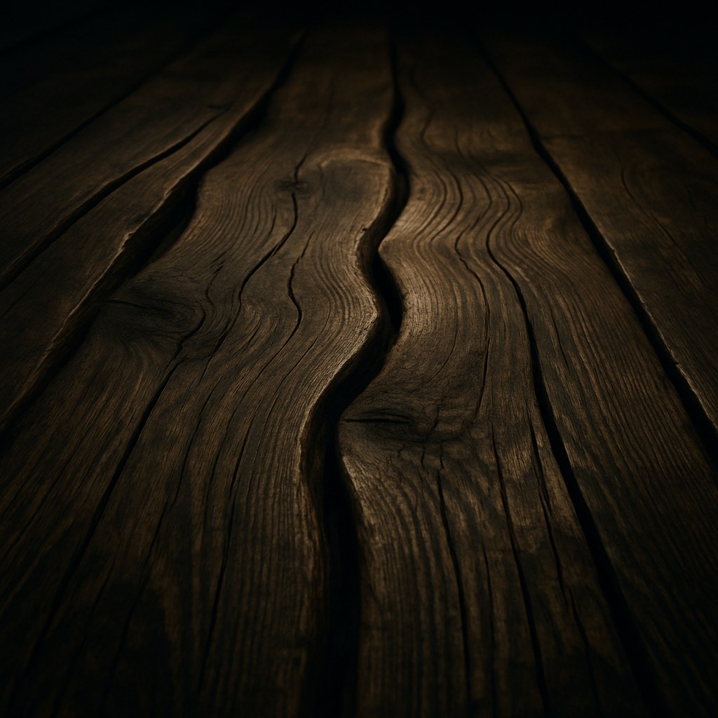 Close-up of warped and cupped hardwood flooring